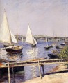 Veleros en el paisaje marino impresionista de Argenteuil Gustave Caillebotte